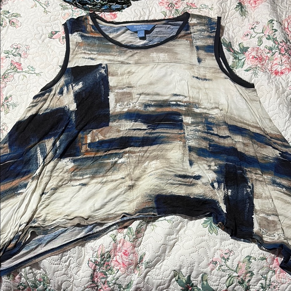 Simply Vera Vera Wang Multicolored Asymmetrical Tank Top
